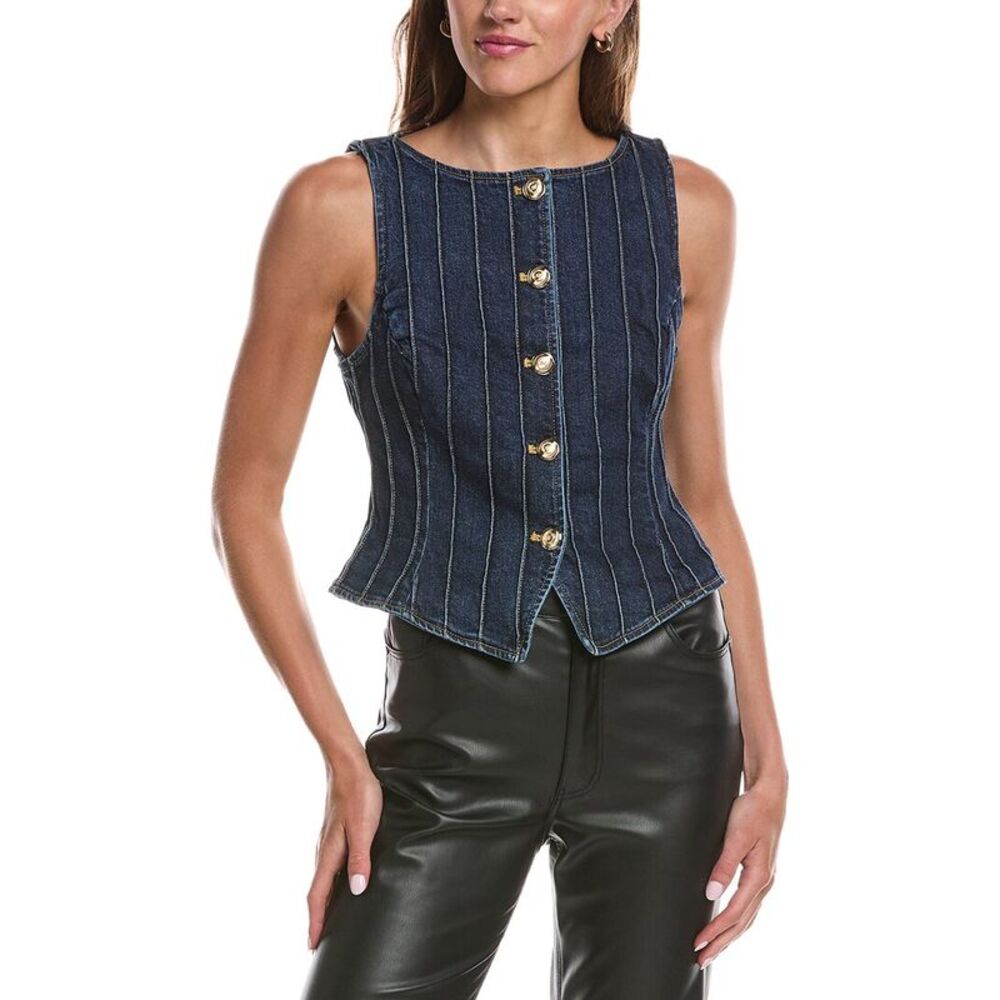 Cinq À Sept Womens  Denim Pintuck Camen Vest, Blue